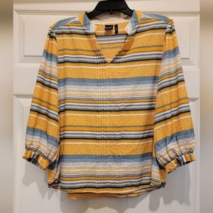 Ladies Blouse Yellow/Blue
